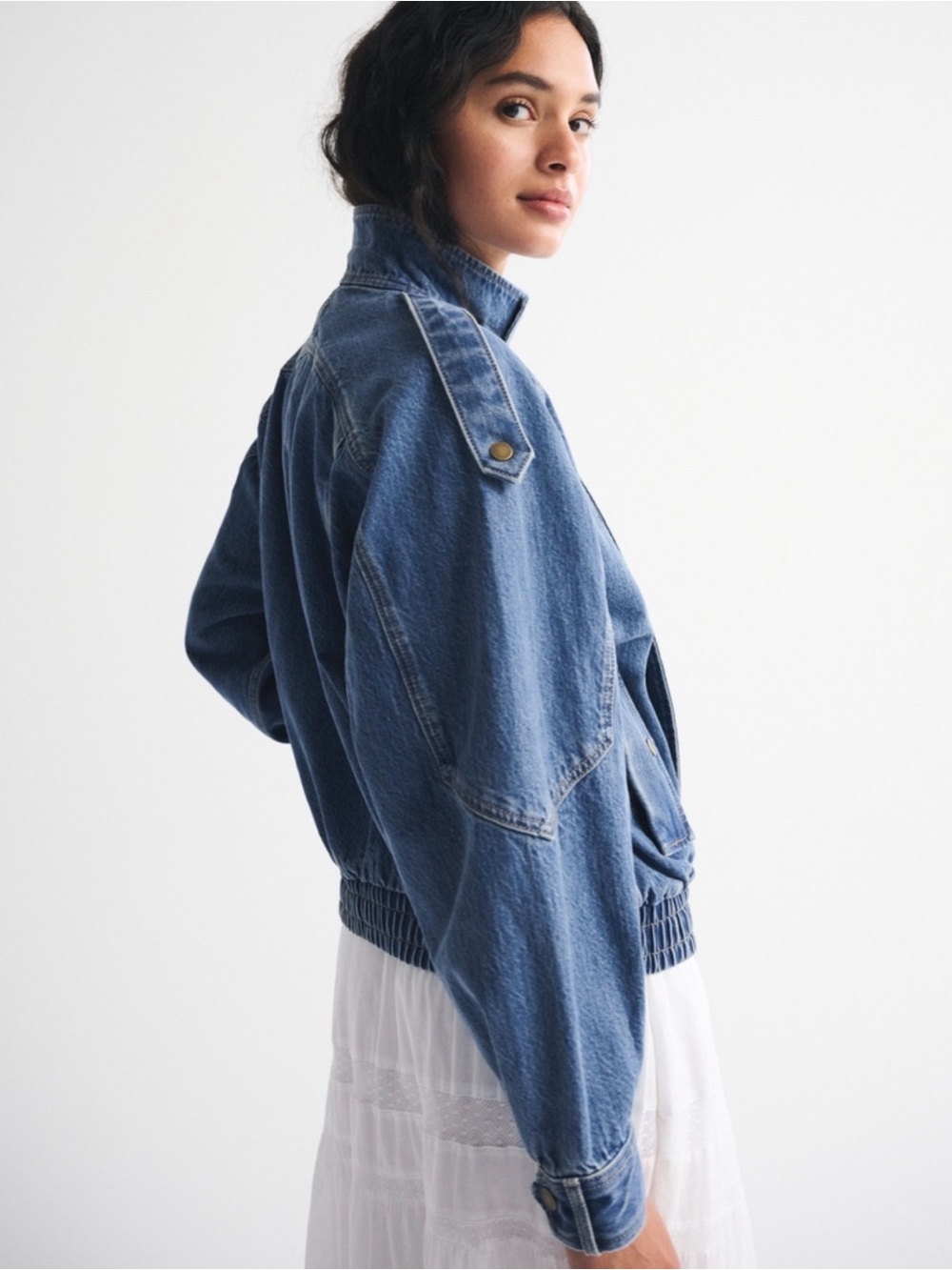 Abercrombie & Fitch relaxed, denim bomber jacket - Picture 4 of 10